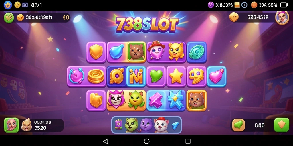 Tampilan gameplay <strong>738SLOT</strong> yang penuh warna dan menarik.
