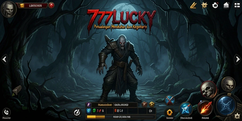 Screenshot yang menampilkan suasana menyeramkan di dalam game 777LUCKY.