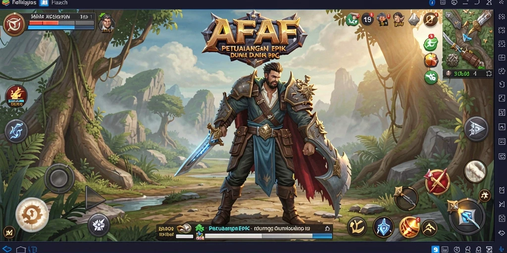 Tampilan dinamis gameplay AFAF dalam dunia RPG yang luas.
