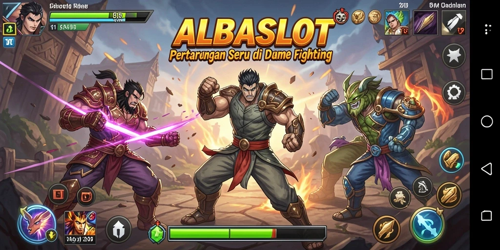 Gameplay seru ALBASLOT dengan pertarungan epik dan karakter unik.