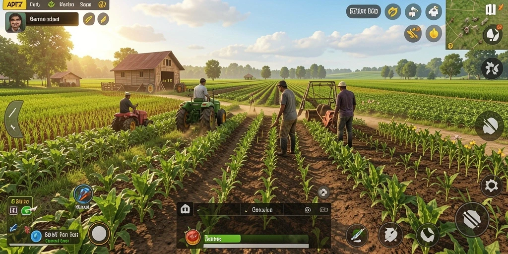 Tampilan gameplay seru dari API77 dengan aktivitas bertani.