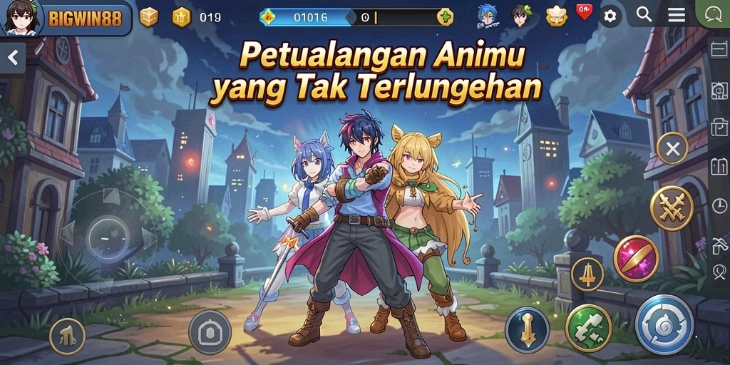 Tangkapan layar gameplay BIGWIN88 menampilkan karakter Anime yang beraksi dalam pertarungan seru.