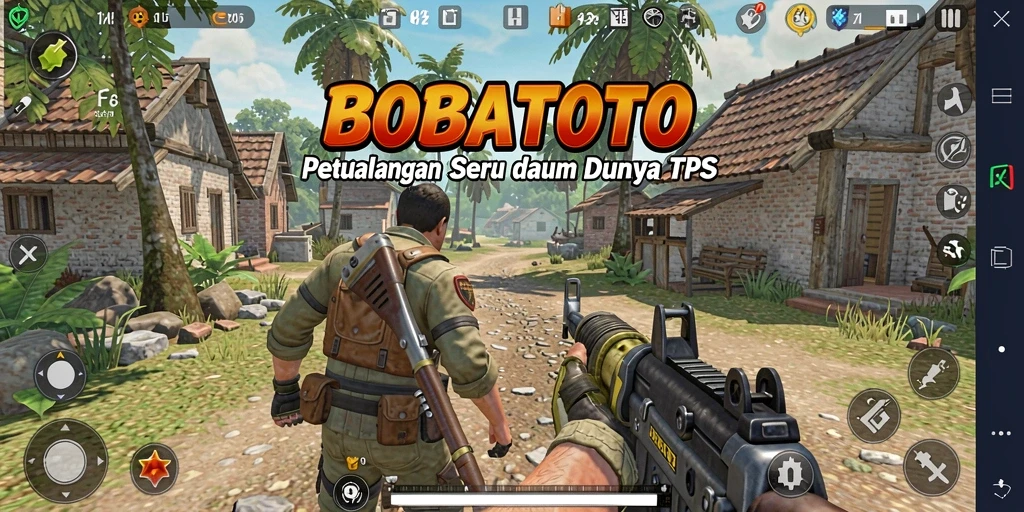 Screenshot dari BOBATOTO menampilkan pertempuran seru dalam mode TPS.