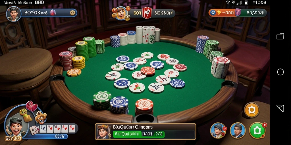 Screenshot gameplay QiuQiu yang menampilkan kartu dan interaksi pemain.