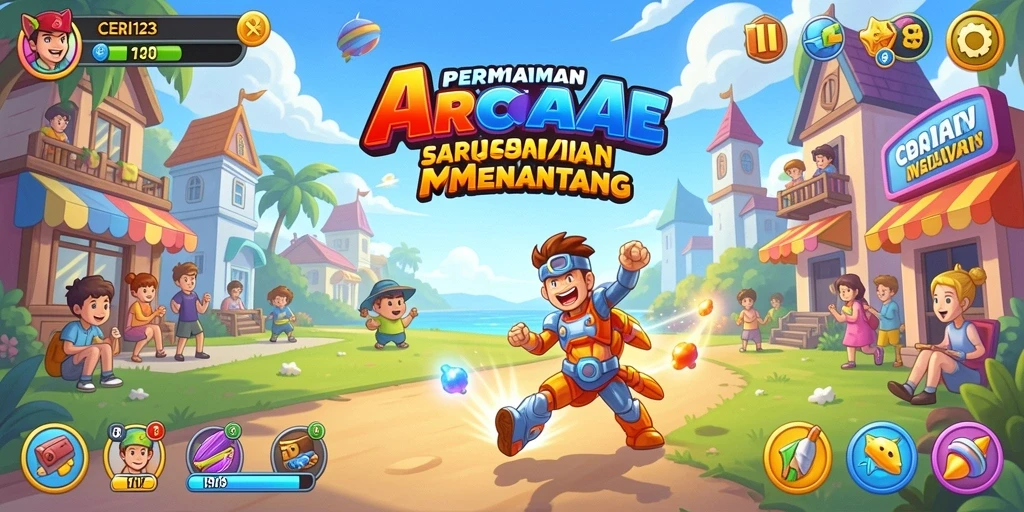 Screenshot utama CERI123 menampilkan aksi gameplay Arcade yang seru.
