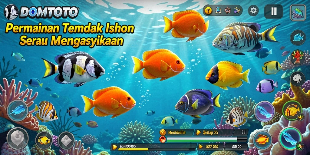 Tangkapan layar menampilkan aksi seru dalam permainan Tembak Ikan DOMTOTO.