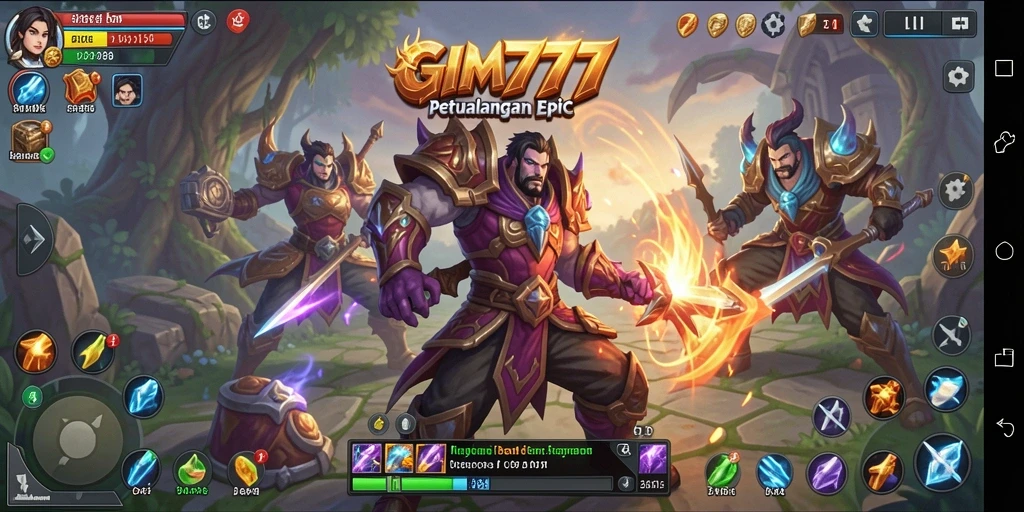 Tampilan gameplay GIM777 dengan aksi pertempuran epik.