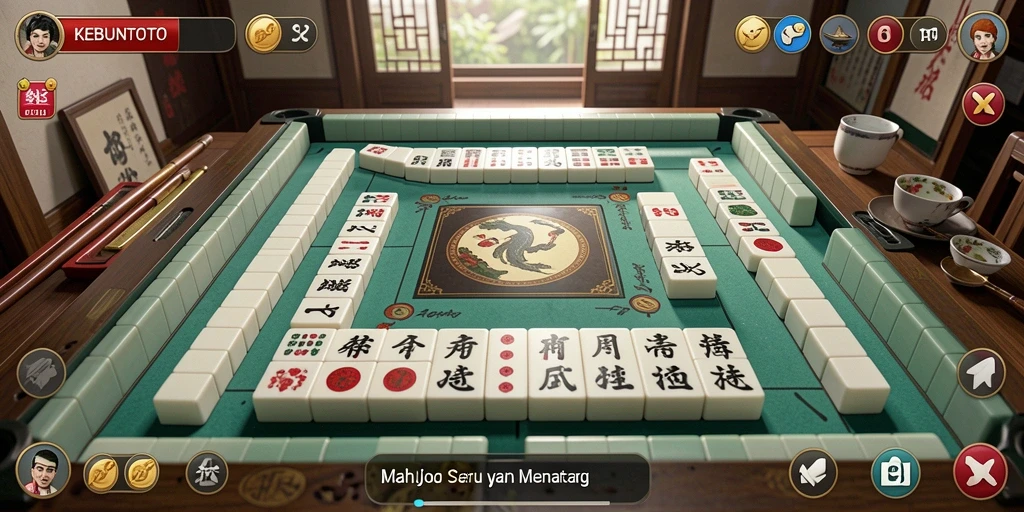 Screenshot gameplay KEBUNTOTO menampilkan pengalaman seru permainan Mahjong.