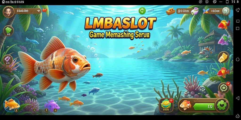 Tampilan layar permainan LMBASLOT yang menarik dengan berbagai jenis ikan.