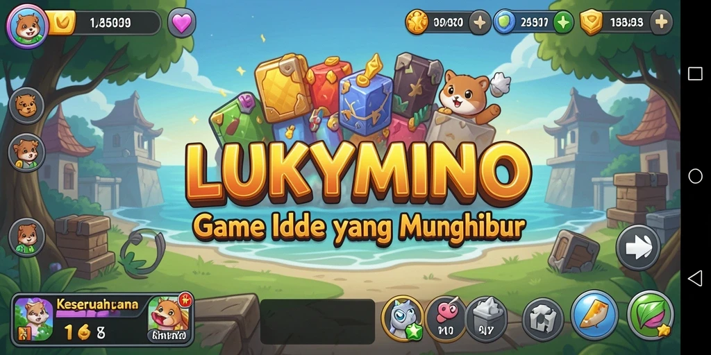 Tampilan gameplay LUKYMINO yang seru dan berwarna-warni.