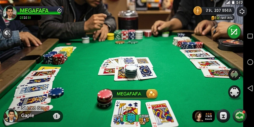 Screenshot MEGAFAFA menampilkan gameplay Gaple yang menarik.