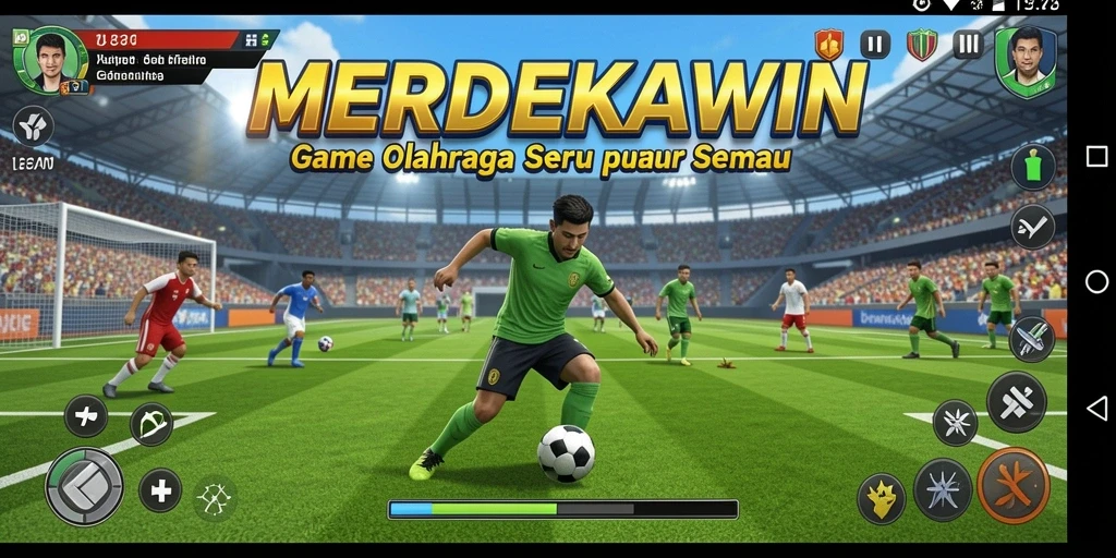 Tampilan menarik dari gameplay MERDEKAWIN yang penuh semangat olahraga.