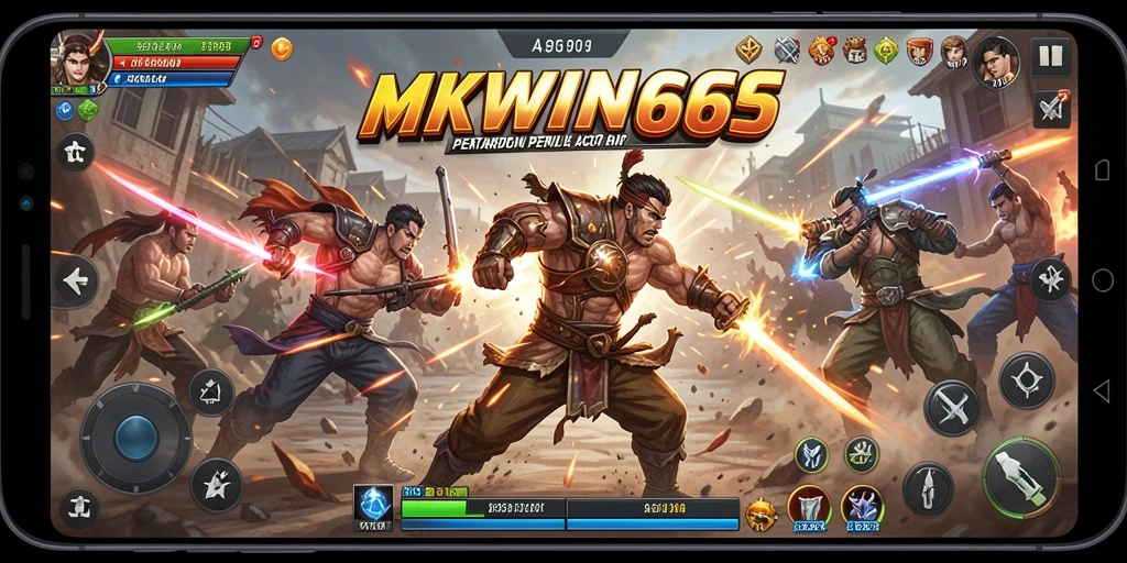 Screenshot gameplay MKWIN666 yang menunjukkan aksi pertarungan seru dan mendebarkan.