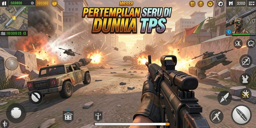 Tampilan menarik dari gameplay TPS dalam MR888 dengan aksi pertempuran seru.