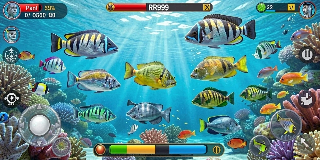 Tampilan screenshot RR999 yang menampilkan aksi menembak ikan.