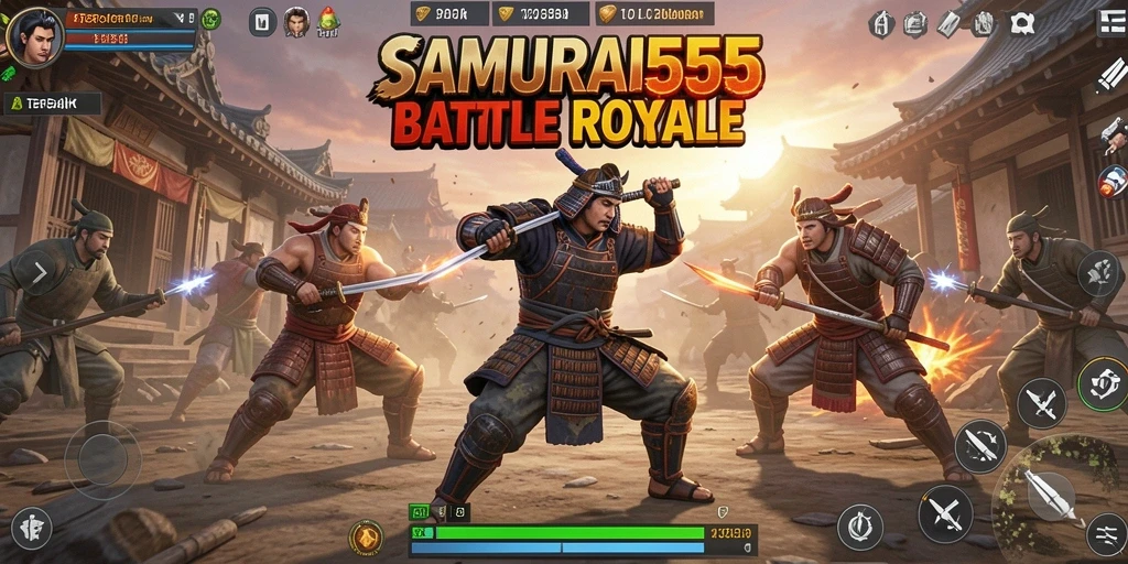 Tampilan gameplay seru di SAMURAI555 dalam pertempuran Battle Royale.