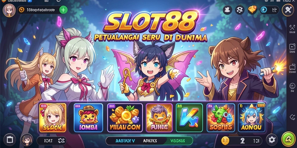 Tampilan gameplay menarik dari SLOT88 dengan karakter anime yang menawan.