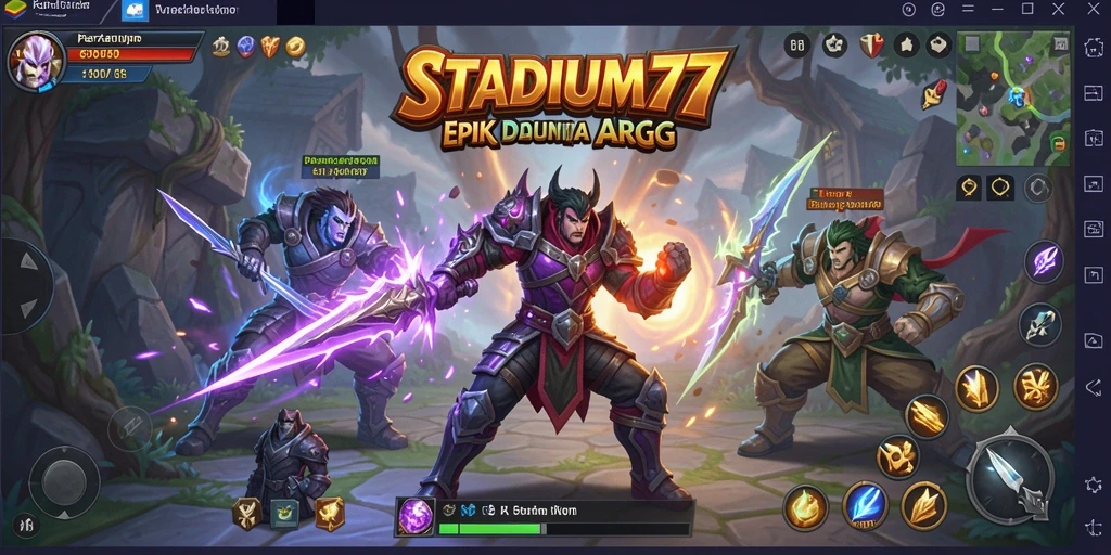 Tampilan gameplay seru di STADIUM77 dengan pertarungan yang dinamis.