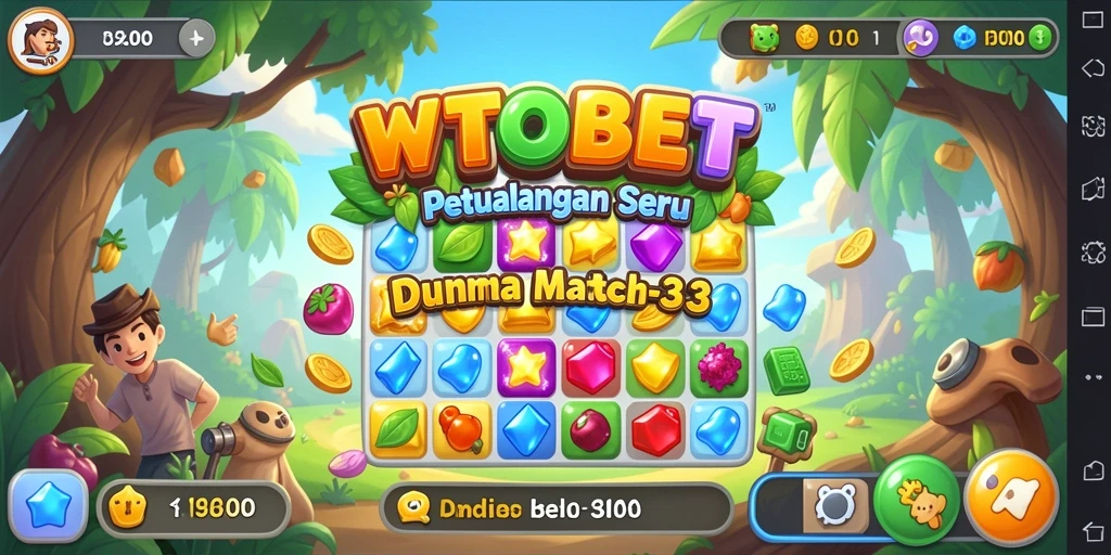 Gameplay seru WTOBET dengan tantangan Match-3.